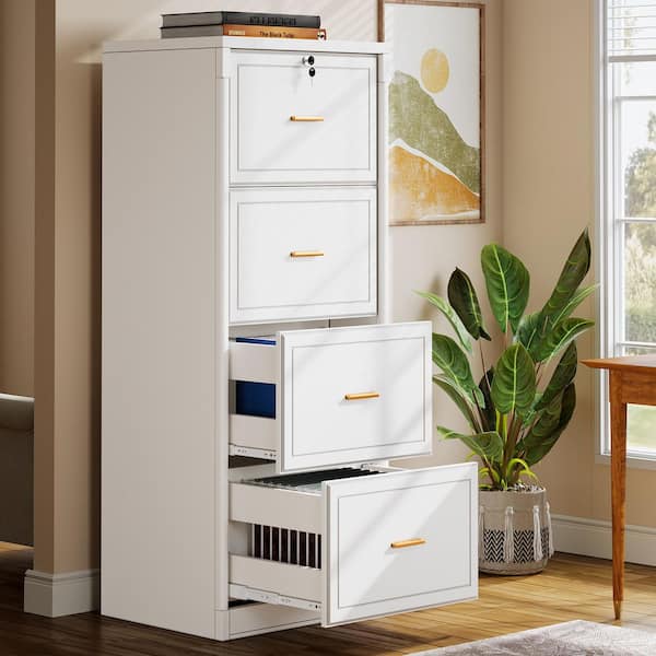 Cindy Tribesigns 4-Drawer White Wood 22.8 in. W Lateral Vertical File Cabinet Storage Home Office A4/Letter/Legal Size