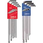 Combination Bright Ball-Hex-L Key Set Sizes 0.050 in. to 3/8 in. and Size 1.5 mm to 10 mm (22-Piece)
