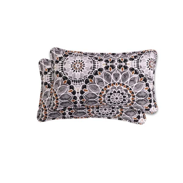 Hampton Bay 12 in. x 20 in. Arden Cooper Medallion Outdoor Lumbar Pillow (2-Pack)