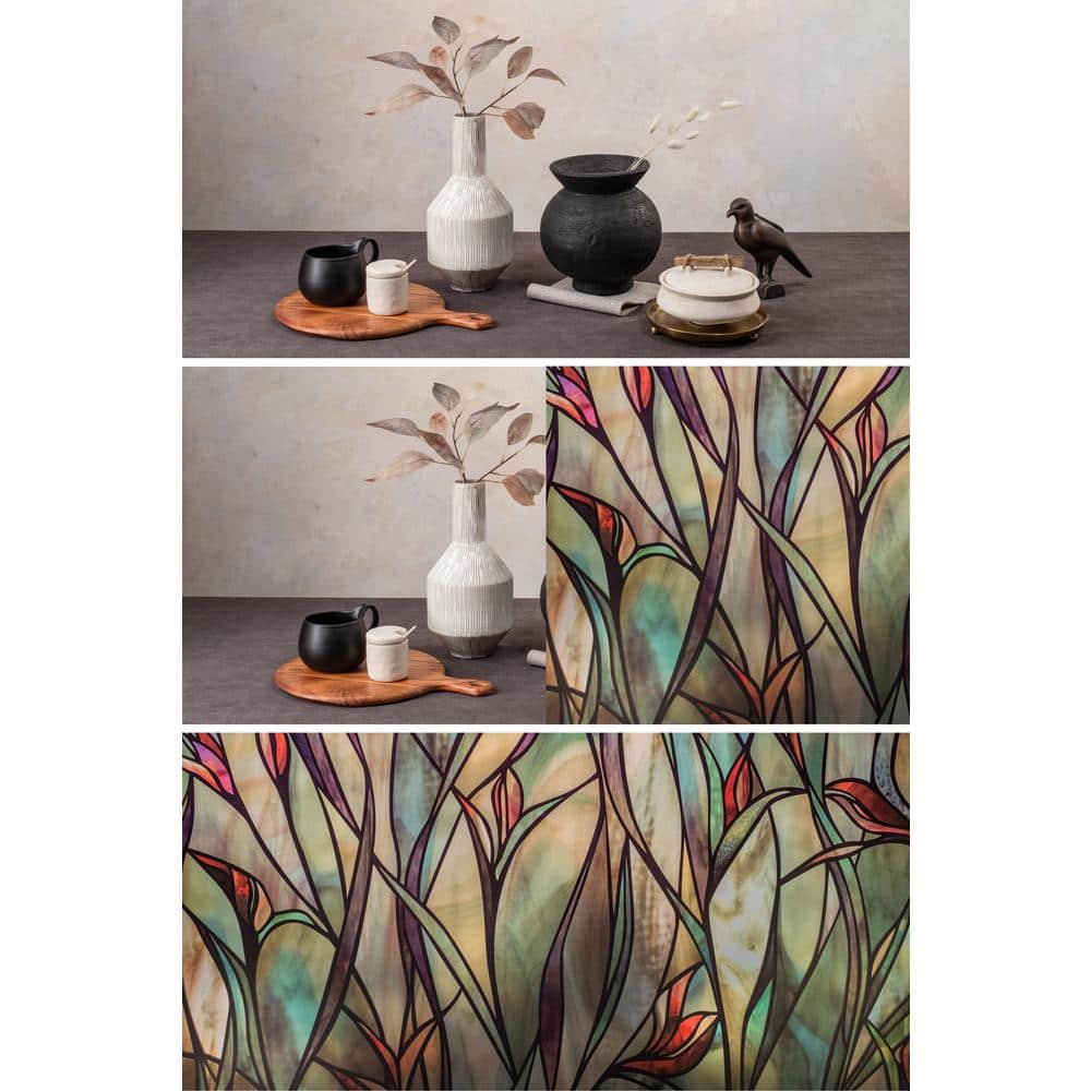 Savannah Decorative Stained Glass Window Film, 24" x 36", Multicolor