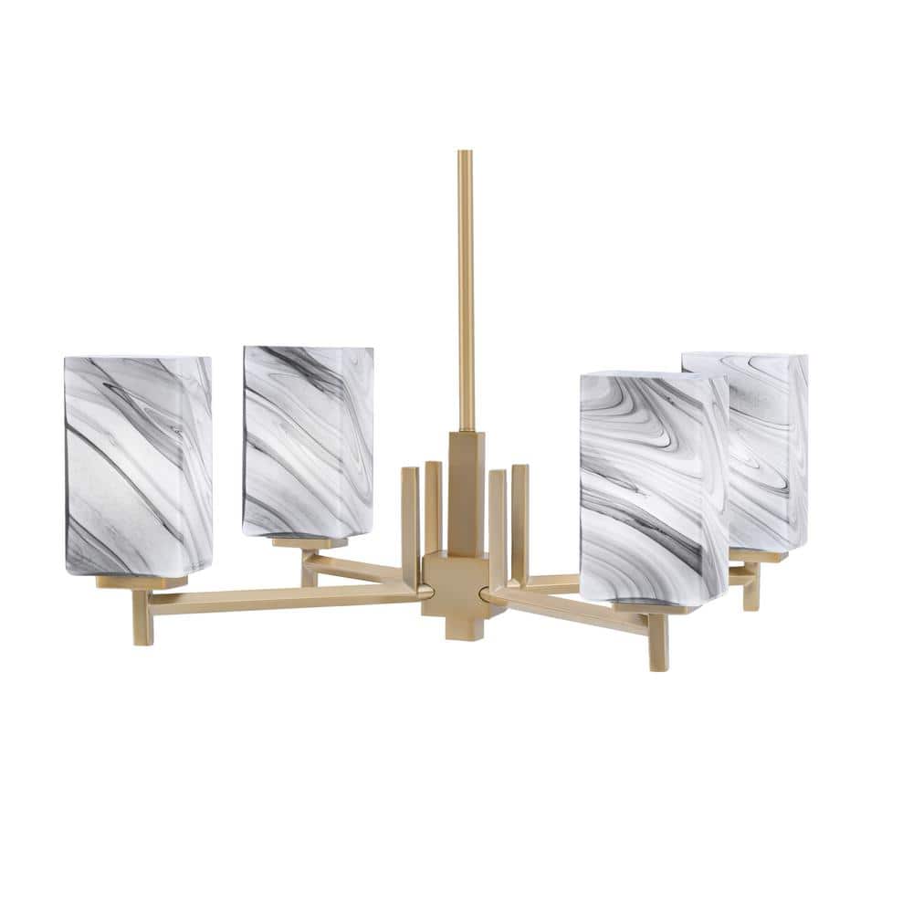 Bridgewater 19 in. 4-Light New Age Brass Chandelier with 3.5 in. Square Ony