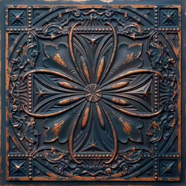 Milan Graphite Gold 2 ft. x 2 ft. Decorative PVC Glue Up Faux Tin Ceiling Tile (40 sq. ft./case)