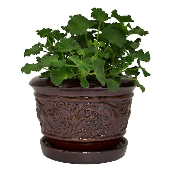 Ceramic Damask Decorative Plant Flower Home Indoor Outdoor Planter Pot 8 in 