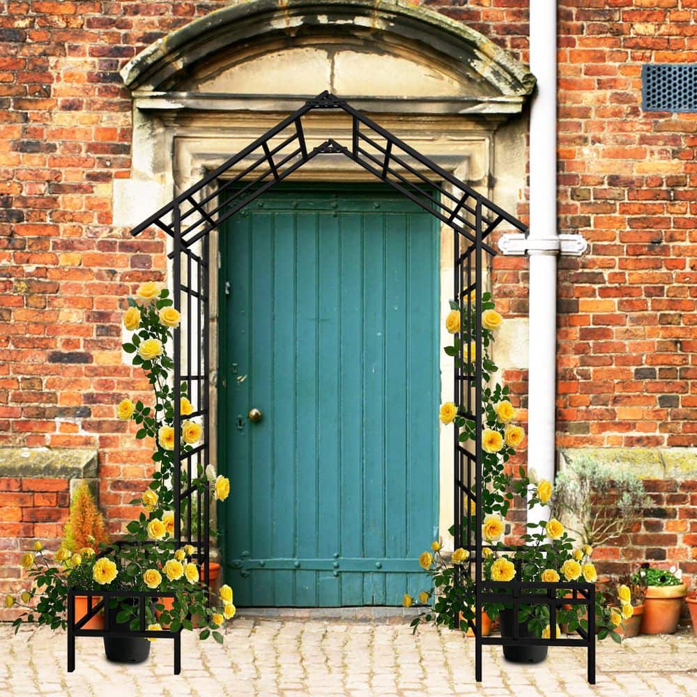 Metal Garden Arch with Adjustable Width W68. 11~W94. 29 Climbing Plants