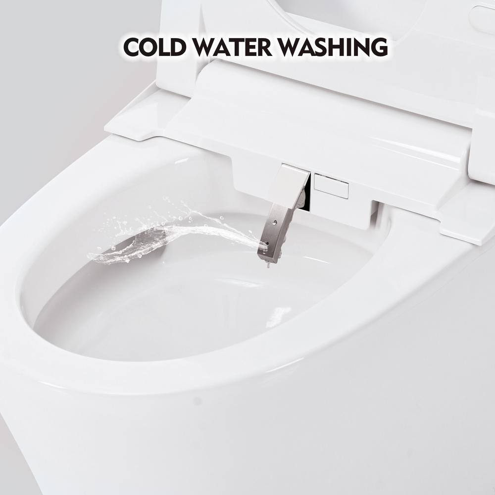 White Ceramic Elongated Smart Bidet Toilet with Dual Flush