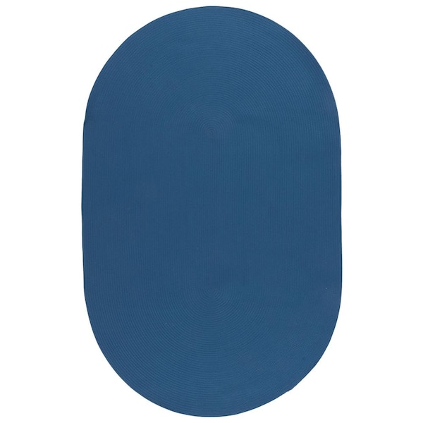 Braided 4 ft. x 6 ft. Blue Basket Weave Oval Rug