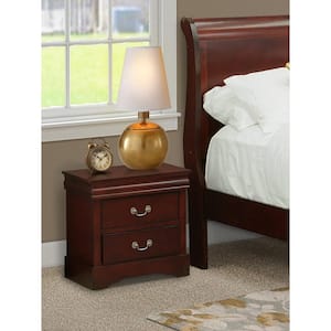 Walnut Finish 2-Drawer Nightstand