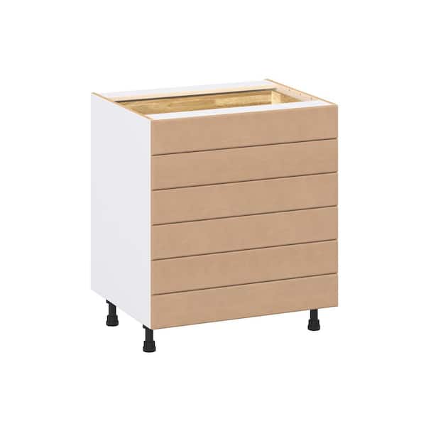 Lakewood Sugar Cookie Shaker Assembled Base Kitchen Cabinet with 6 Drawers (30 in. W x 34.5 in. H x 24 in. D)
