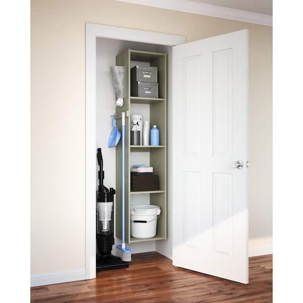 16 in. W Rustic Grey Wood Utility Closet Tower