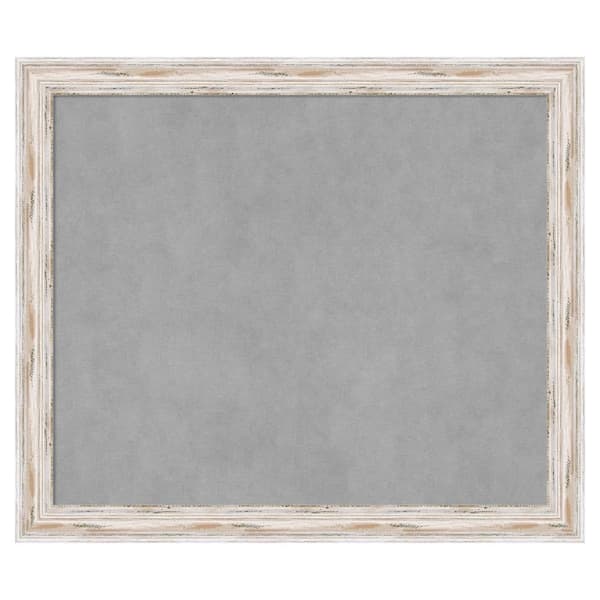 Amanti Art Alexandria White Wash Narrow 27 in. x 23 in. Framed Magnetic Board