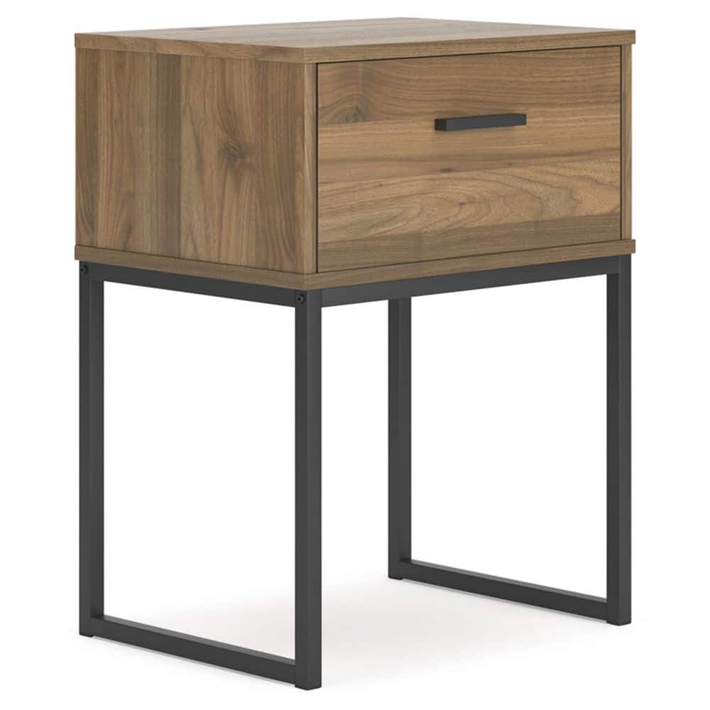 Deanlow Honey Brown and Black 1-Drawer Nightstand