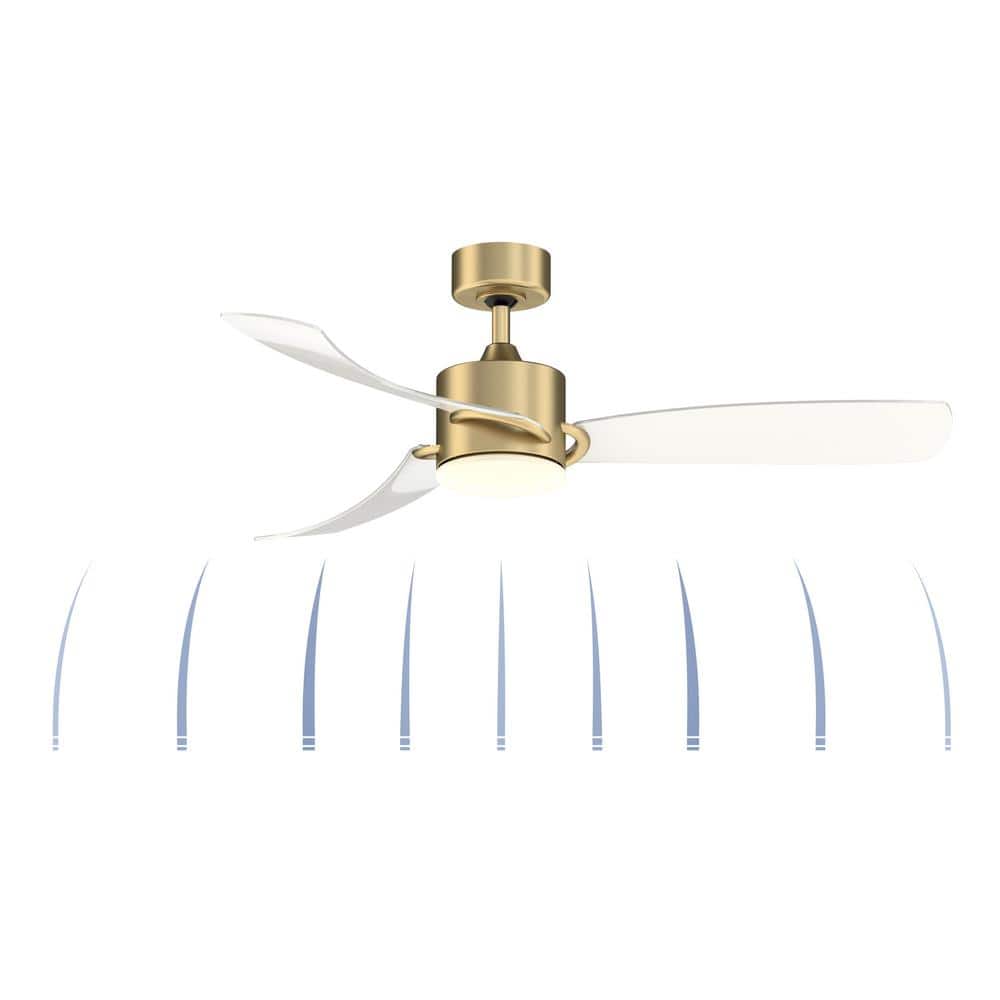 SculptAire 52" Brushed Satin Brass Ceiling Fan with Opal Frosted Light