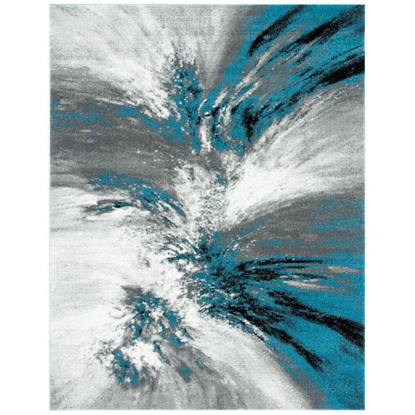 Glacier 11 ft. x 15 ft. Blue/Gray Abstract Area Rug