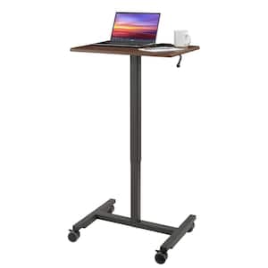 airLIFT 24.4 in. Rectangular Walnut Gas-Spring Sit-Stand Mobile Laptop Computer Cart Desk with Adjustable Height