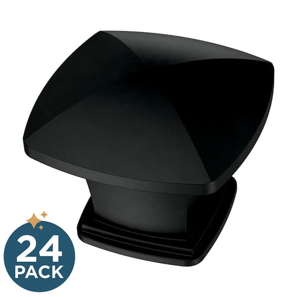 24-Pack Soft Square 1-1/4 in. (32 mm) Classic Matte Black Square Cabinet Knobs