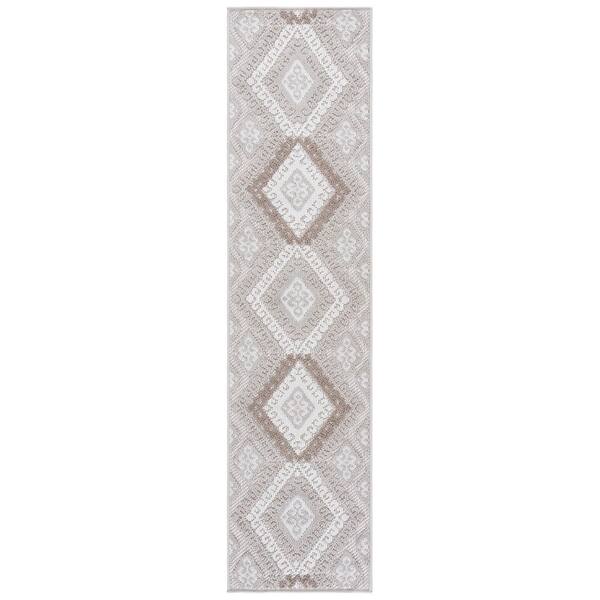 Global 2 ft. x 8 ft. Gray/Ivory Taupe Tribal Runner Rug
