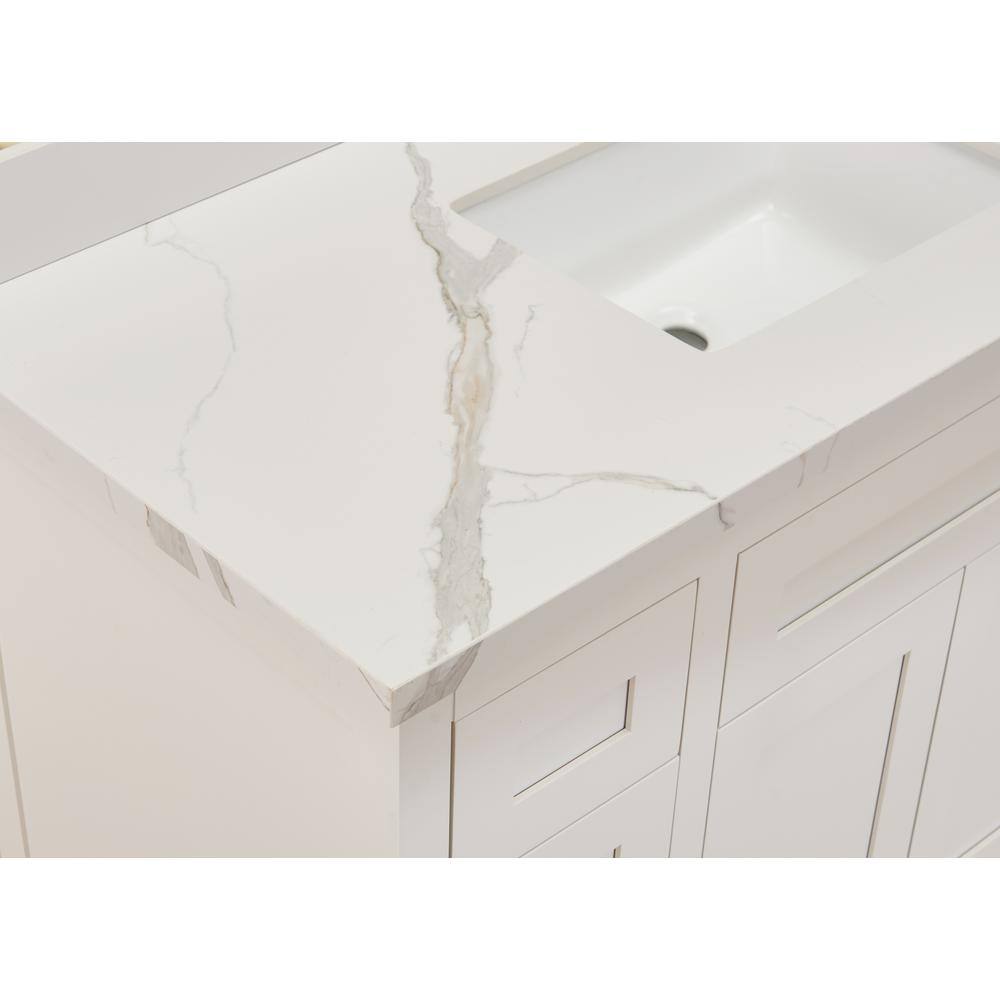 Altair 49 in. Calacatta White Stone Vanity Top with Ceramic Sink
