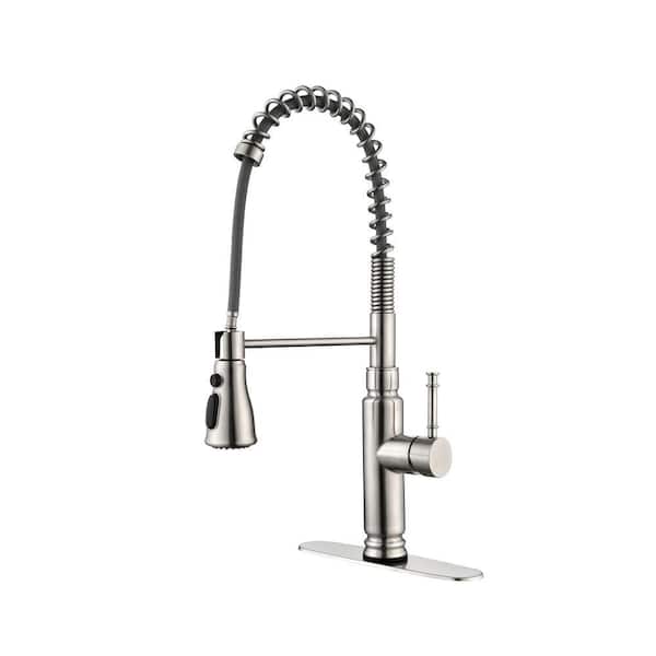 Touch Single Handle Pull Down Sprayer Kitchen Faucet in Brushed Nickel