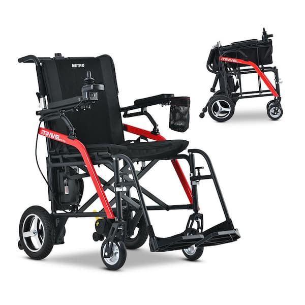 Aoibox Intelligent Lightweight Foldable Electric Wheelchairs with Anti-tip Wheels and Electromagnetic Brake System in Black