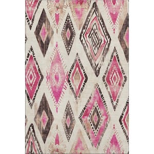 Mayfield Premium Machine Washable Abstract AMF1861 Linen 3 ft. x 5 ft. Area Rug