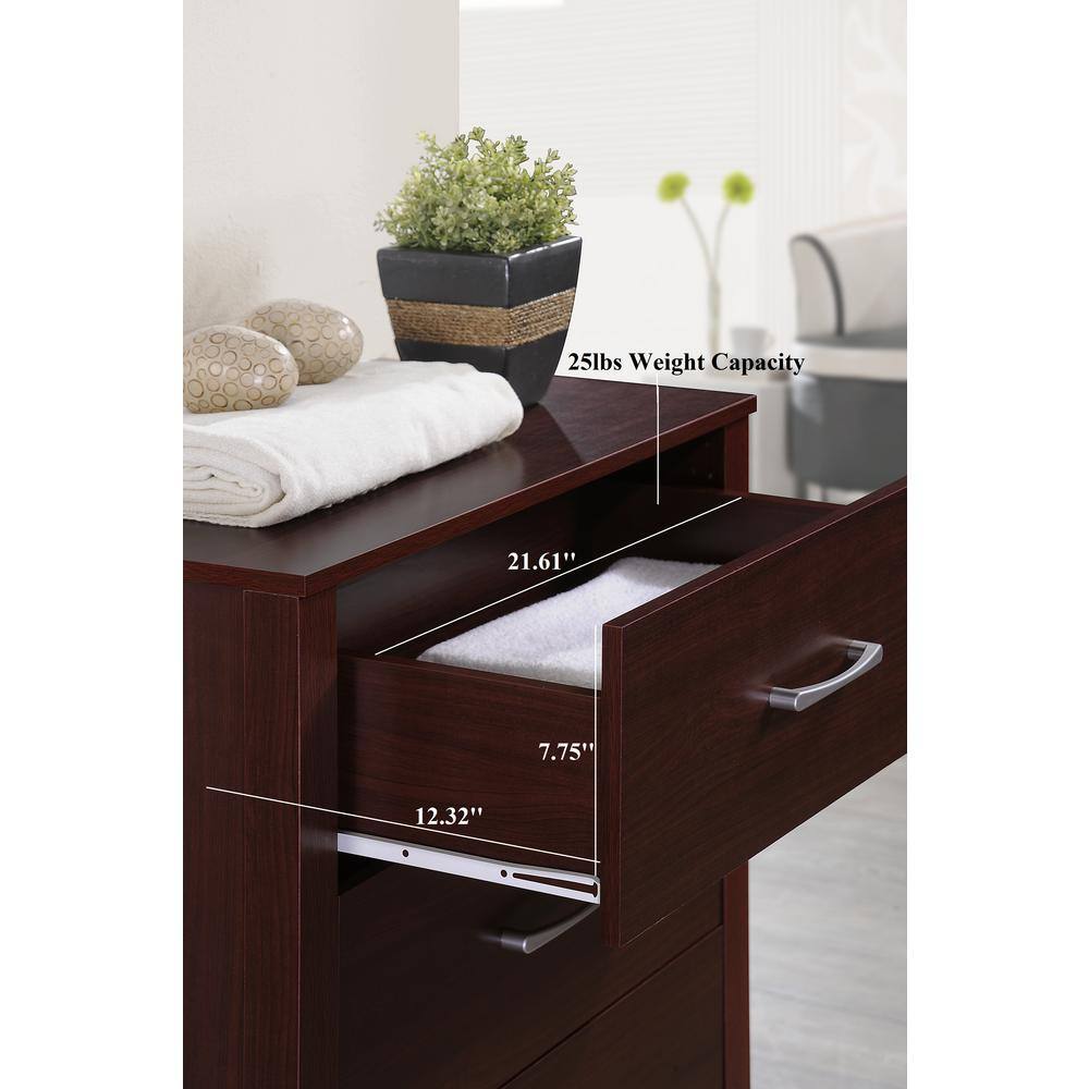 Sleek Mahogany 4-Drawer Chest with Soft Close and Roller Support
