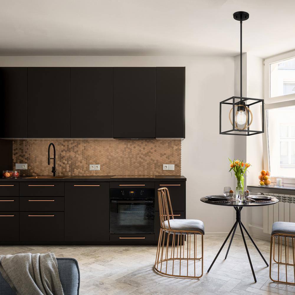 Kew Gardens Geometric Matte Black 8.5'' Pendant Light