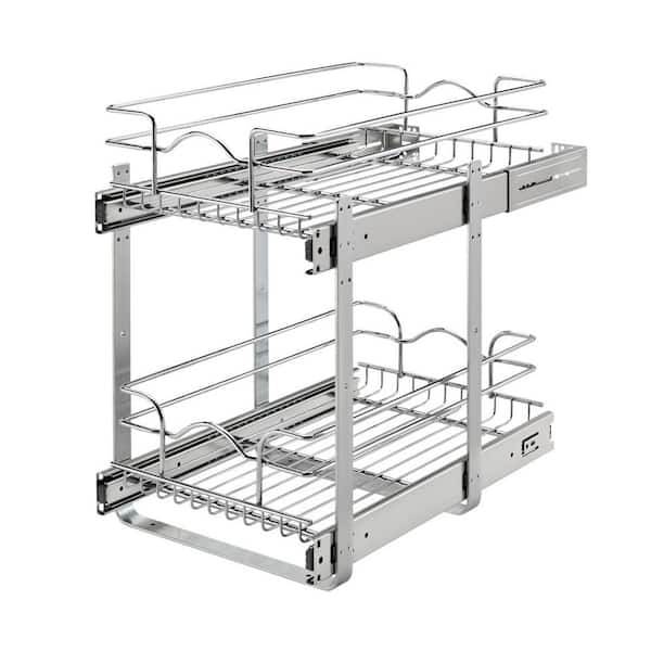 Rev-A-Shelf Chrome Kitchen Cabinet Pull Out Shelf Organizer, 12 x 18 In, 5WB2-1218CR-1