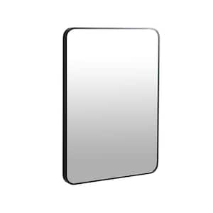 24 in. W x 32 in. H Rectangular Aluminum Framed Wall Bathroom Vanity Mirror in Matt Black