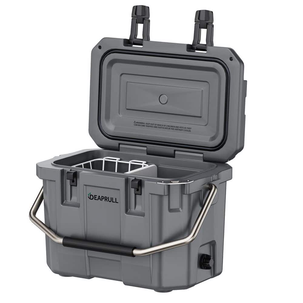 Denjol Gray 30 qt. Portable Chest Cooler with Lid Lock Handle
