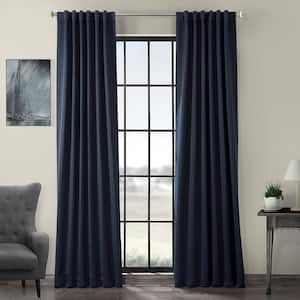 Navy Blue Rod Pocket Room Darkening Curtain - 50 in. W x 120 in. L (1 Panel)