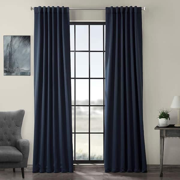Exclusive Fabrics & Furnishings Navy Blue Rod Pocket Room Darkening Curtain - 50 in. W x 96 in. L (1 Panel)