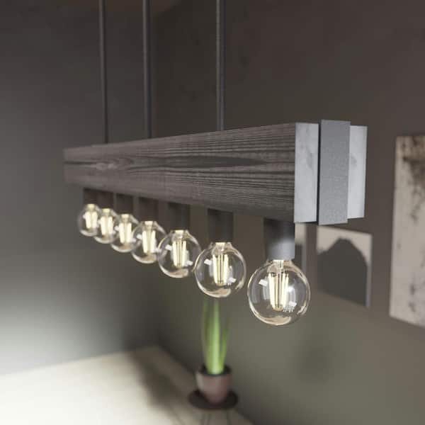 Hunter Donelson 7 Light Natural Iron Linear Chandelier Kitchen Light