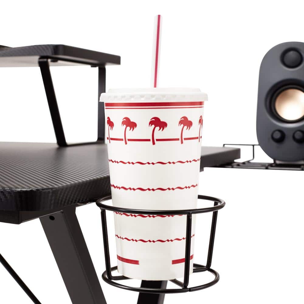 AeroDynamic 46" Black Gaming Desk with Cup Holder & Headphone Hook