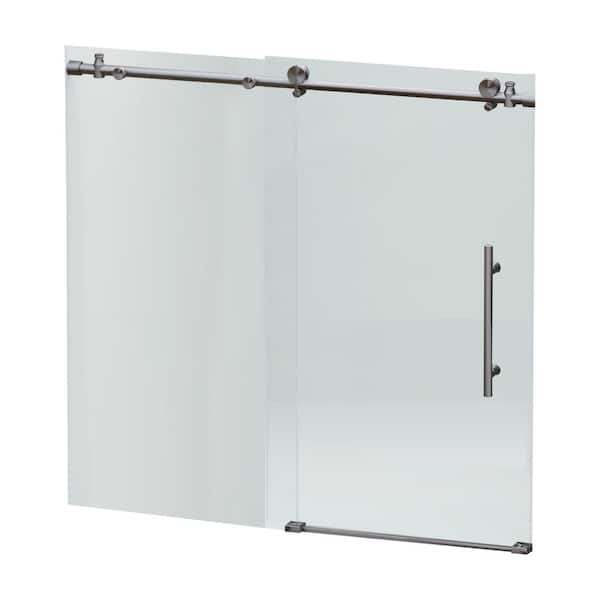 TCYO 60 in. W x 60 in. H Sliding Tub Door in Silver Finish with Clear Glass