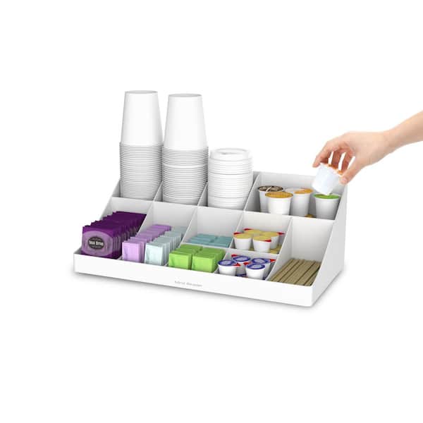 Mind Reader Anchor Collection, 11-Compartment Coffee Cup and Condiment  Organizer with 2 Drawers, White CAD01-WHT - The Home Depot