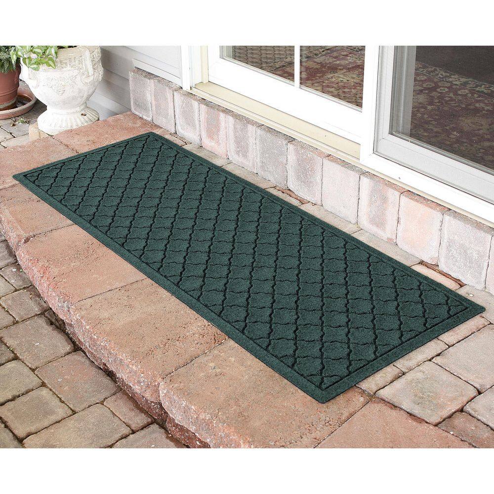 Eco-Friendly Geometric Waterhog Doormat in Dark Tones, 22" x 60"