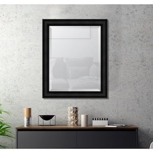 Medium Rectangle Black Beveled Glass Contemporary Mirror (34 in. H x 28 in. W)
