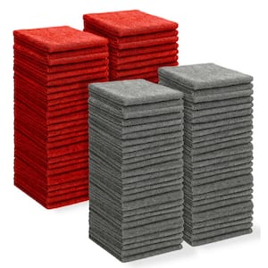 Edgeless Technology Microfiber Towels, 2 Free Dispenser Boxes, 12 in. x 12 in., Red/Gray (100-Pack)