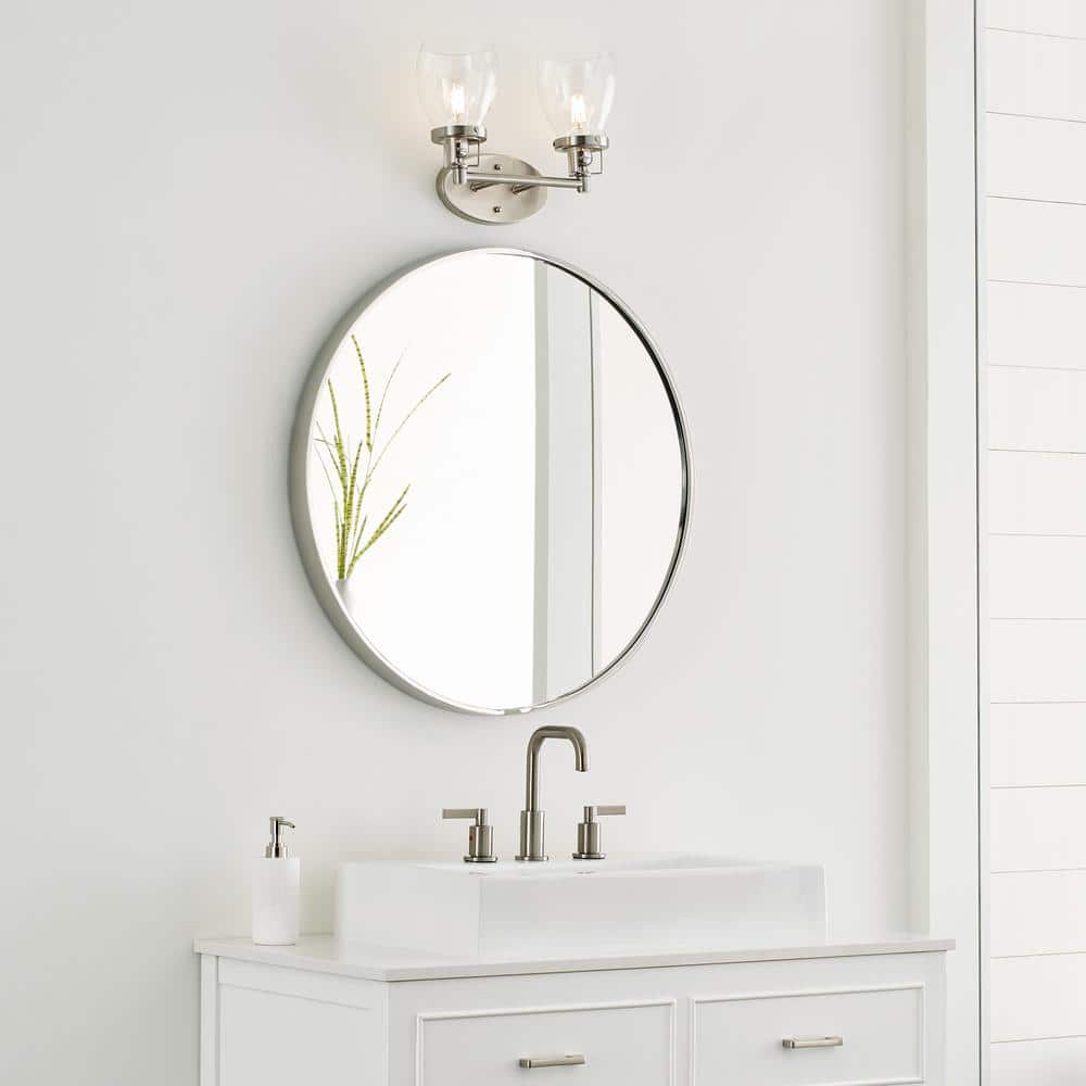 Brushed Nickel Two-Light Vanity with Clear Seeded Glass