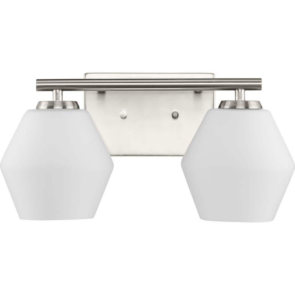 Copeland 2-Light Brushed Nickel Vanity Light with Opal Glass Shades