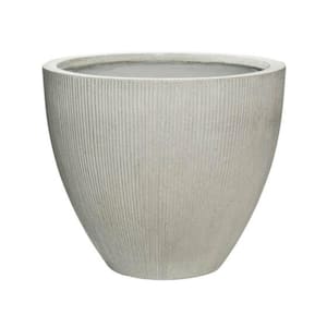20.08 in. W x 16.93 in. H Small Round Light Grey Ficonstone Indoor Outdoor Vertically Ridged Jesslyn Planter