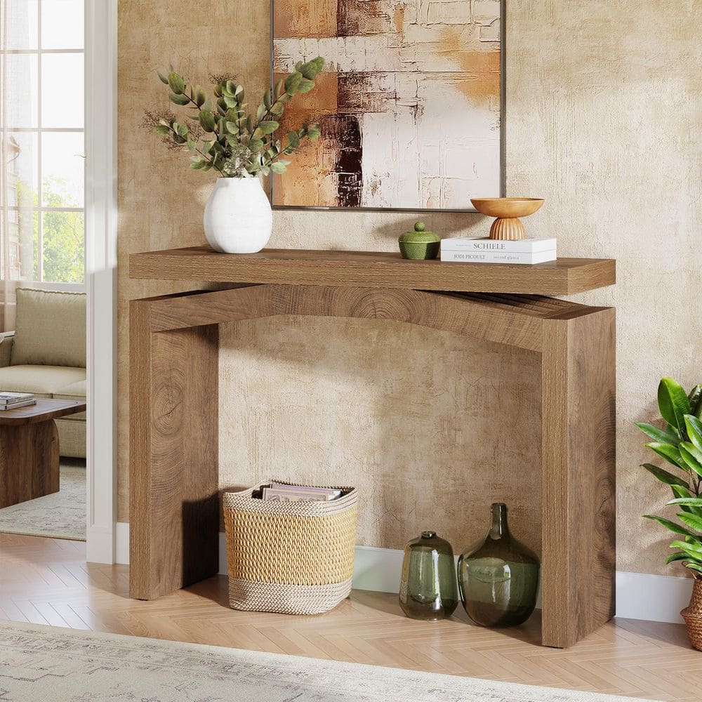 TRIBESIGNS WAY TO ORIGIN Benjamin 39.4 in. Brown Rectangle Wood Console ...