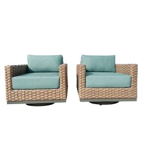 Delta Swivel Wicker Aluminum Outdoor Lounge Chair with Cast Breeze Acrylic Cushions 2-Pack