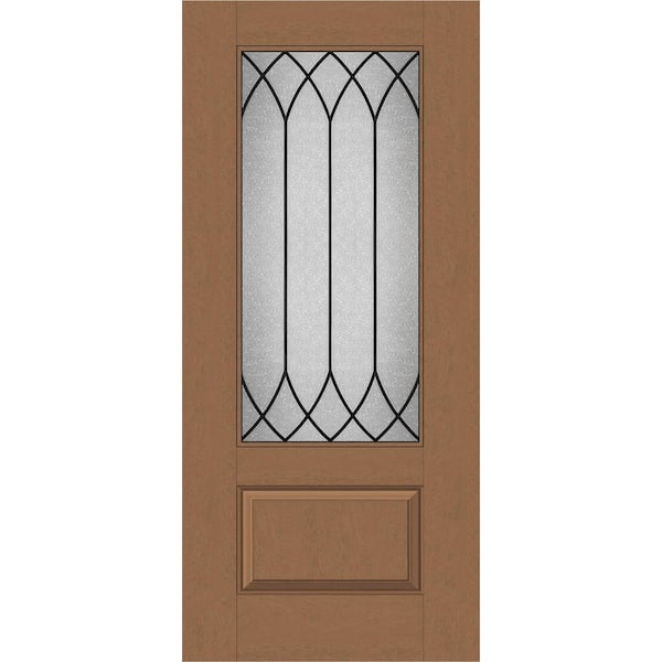 Regency 36 in. x 80 in. Universal Handing 3/4 Lite Spire Decorative Glass Autumn Wheat Stain Fiberglass Front Door Slab