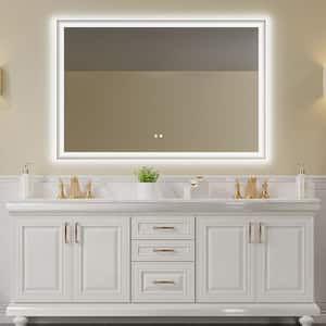 Anky 60 in. W x 40 in. H Rectangular Frameless LED Wall Mount Bathroom Vanity Mirror, Antifog Beauty Makeup Mirror