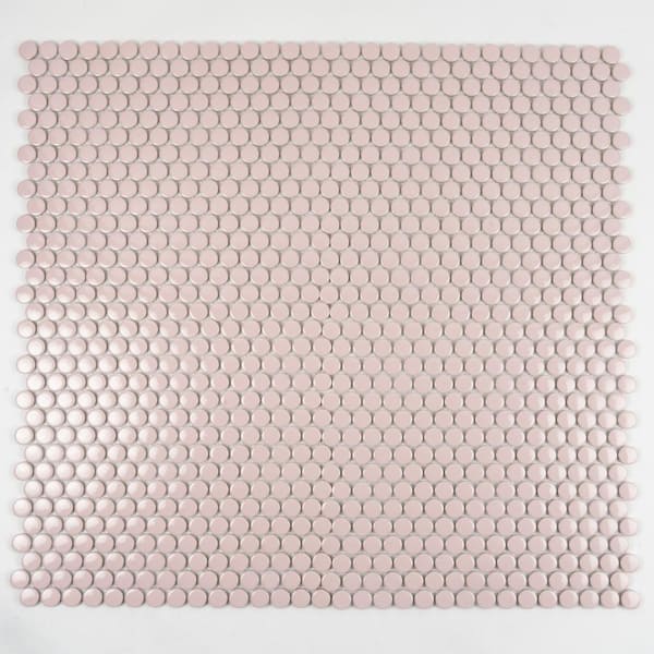 Apollo Tile Cirkel 4 in. x 5 in. Glossy Pink Porcelain Mosaic Wall and Floor Sample Tile (0.14 sq. ft./Case) (1-Pack)