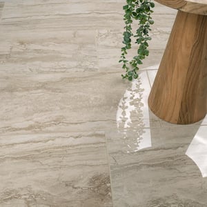 Romagna Ivory 12 in. x 24 in. Polished Porcelain Stone Look Floor and Wall Tile (16 sq. ft./Case)