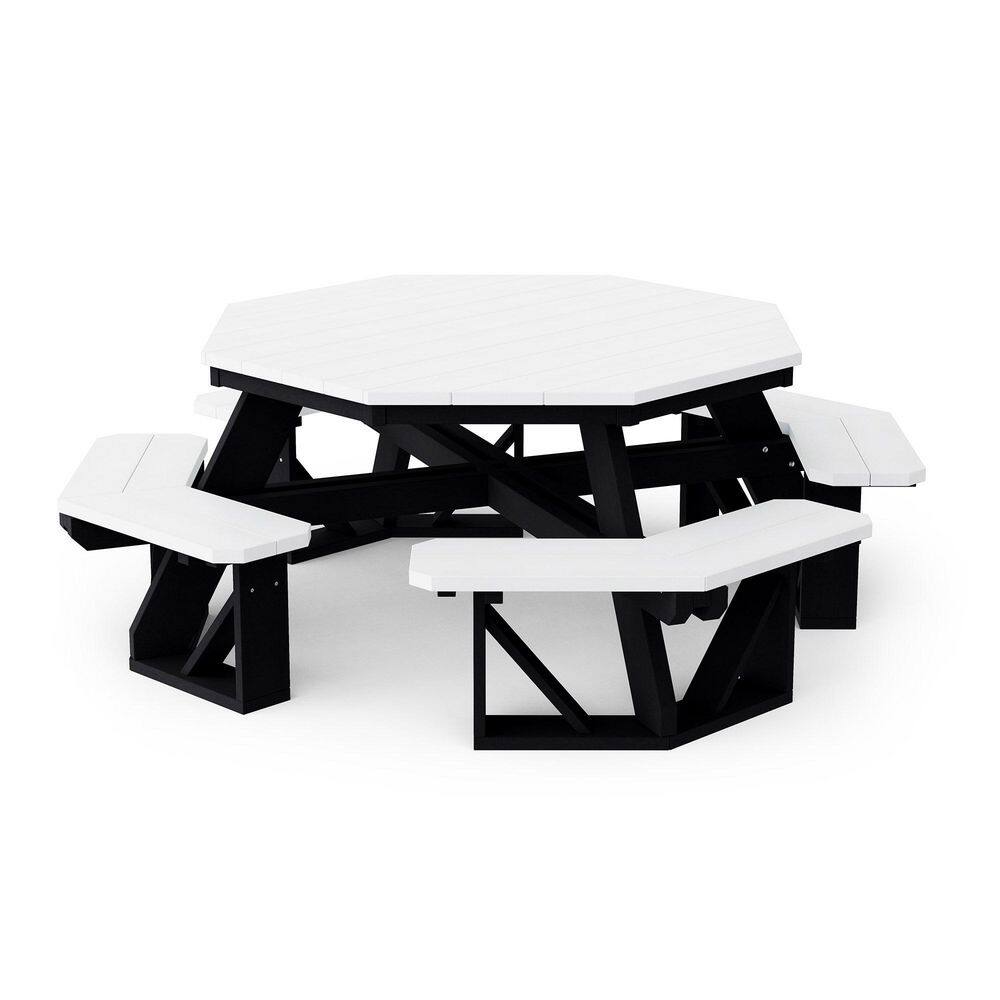 Heritage 87 in. White and Black Octagon HDPE Plastic Picnic Table Seats 8 People price history on PriceWatchPro