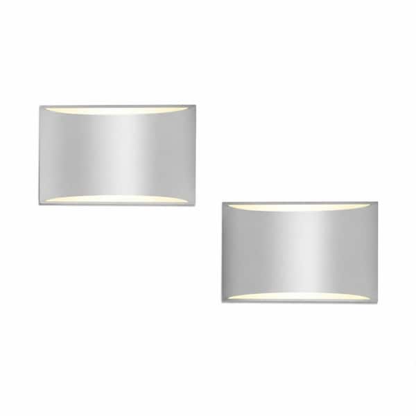 Modern LED Wall Sconces Set of Two, Up and Down Light, Dimmable, 3000K Warm White, 1400 Lumens, Aluminum, Hardwired