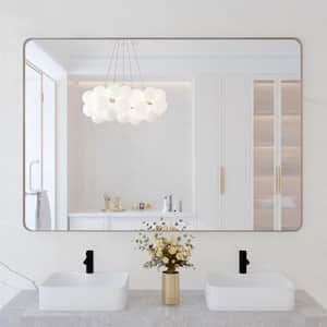 48 in. W x 36 in. H Large Rectangular Framed Wall Mounted Bathroom Vanity Mirror in Brushed Nickel